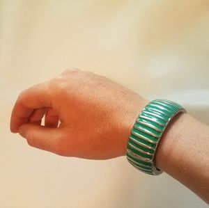 Silver and teal bangle